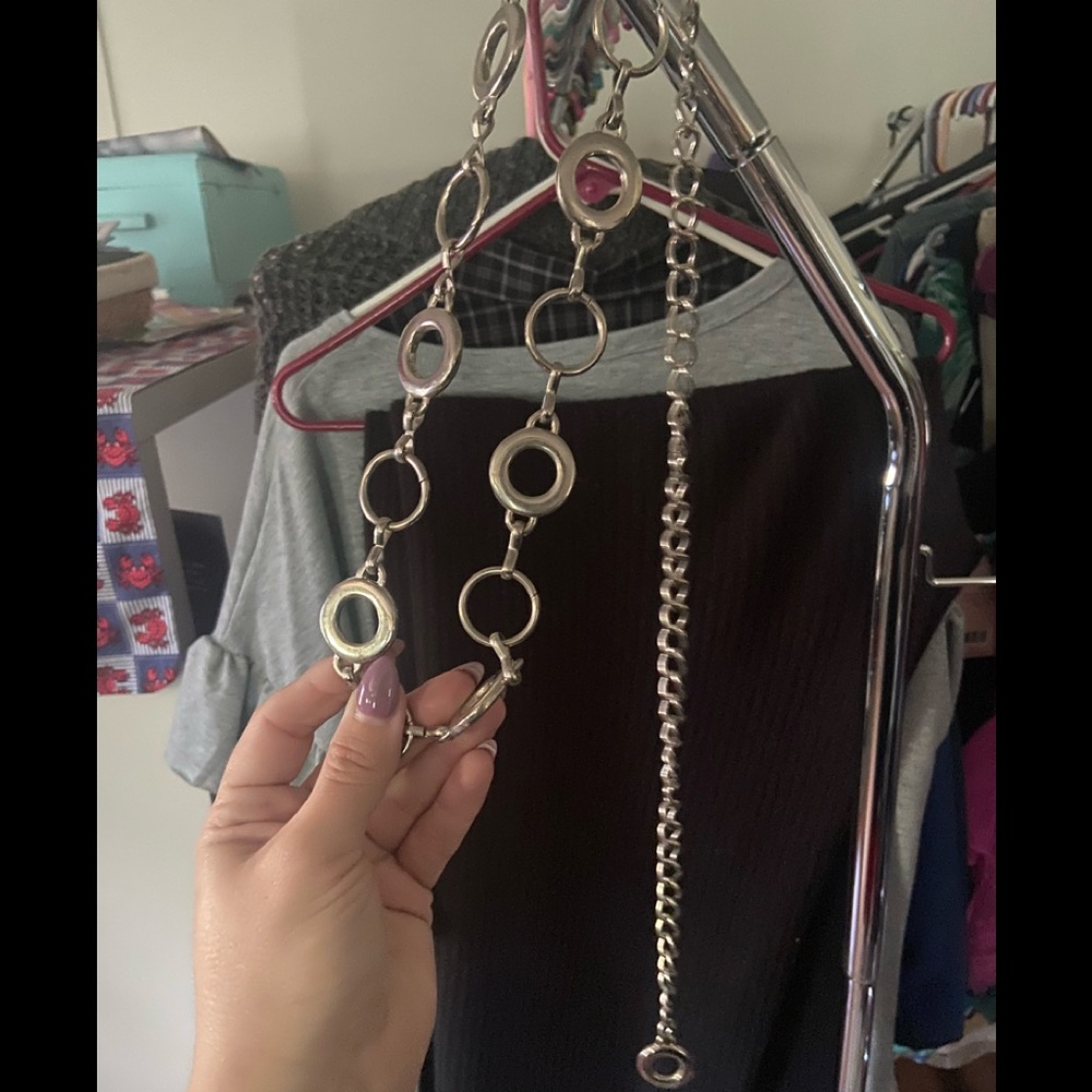 Silver chain belt